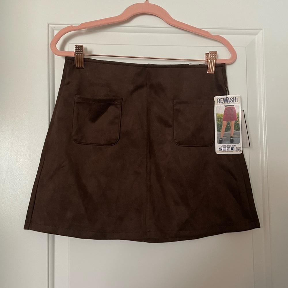 Brown Suede Mini Skirt | Rewash